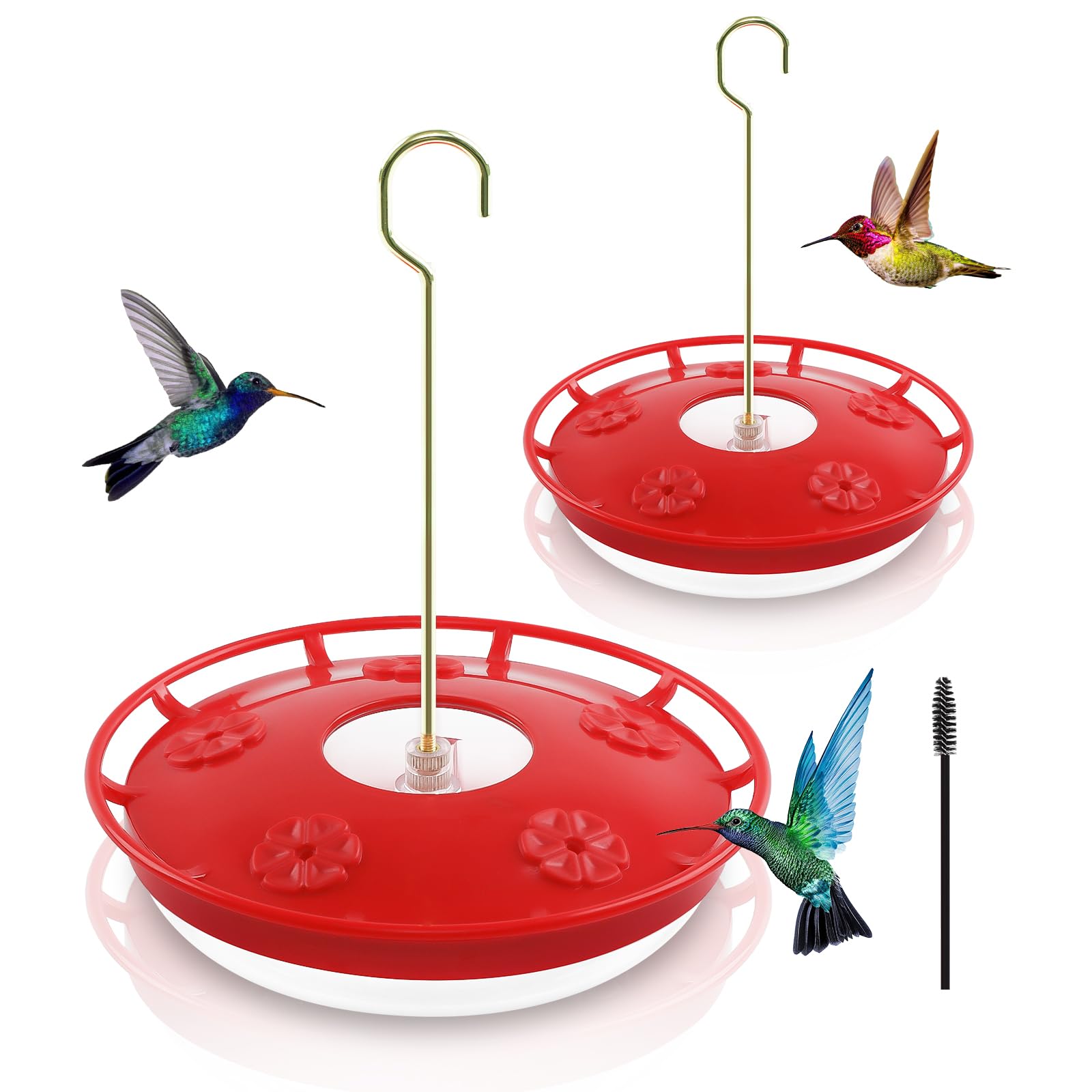 2 Pack 16 OZ Hummingbird Feeders Outdoor 5 Feeder Poorten Ant Bee Proof Lekvrije Reinigingsborstels Nectar Gemakkelijk schoon te maken Vul Vogel